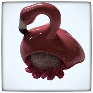 Flamingo Kitchen Ceramic Pink Sink Scrubby Holder-Ceramic-Handmade Crocheted